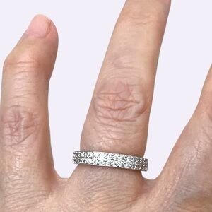 Silver Pavé Crystal Stackable Band Ring size 7